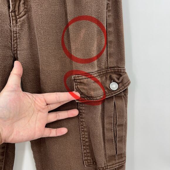 S.O.N.G. Juniors 7 / Regular 28 Brown 90s Boyfriend Cargo Jeans High Rise - Picture 6 of 11